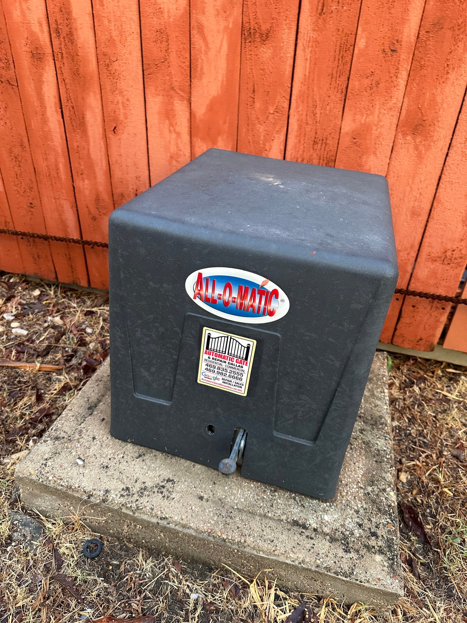 All-O-Matic sliding-gate operator reassembled after battery service